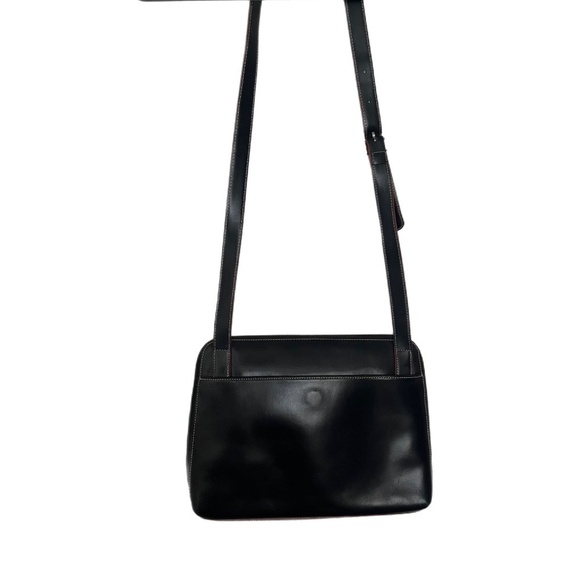 Lodi’s Black Leather Business Zip Around  crossbody - Picture 1 of 6